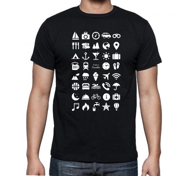 Cestovní tričko s ikonami (L - bílé)
