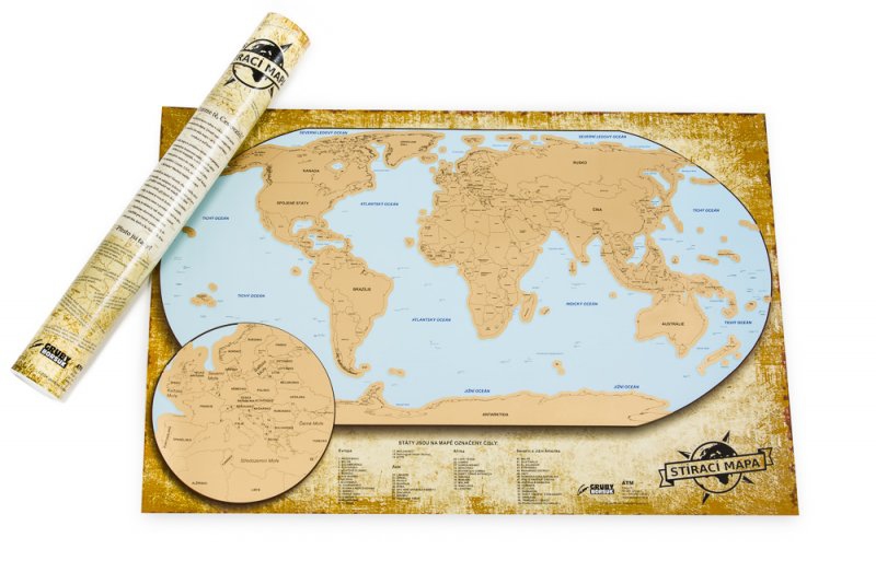 Stírací mapa světa - LUXUSNÍ ČESKÁ VERZE